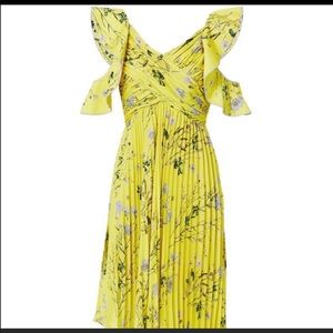 Self-Portrait Asymmetric Yellow Floral Dress